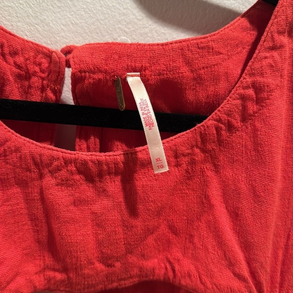 Free People Sneak a Peak Orange Red Top XL - Picture 5 of 6